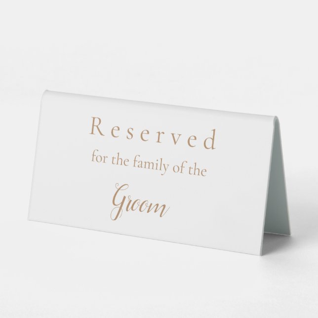 Reserved sign for the family of the groom  (Front)