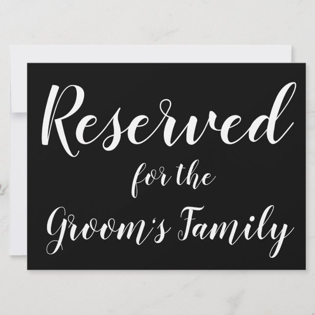 Reserved Sign - Groom's Family (Front)