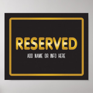Reserved Sign in Elegant Black and Gold