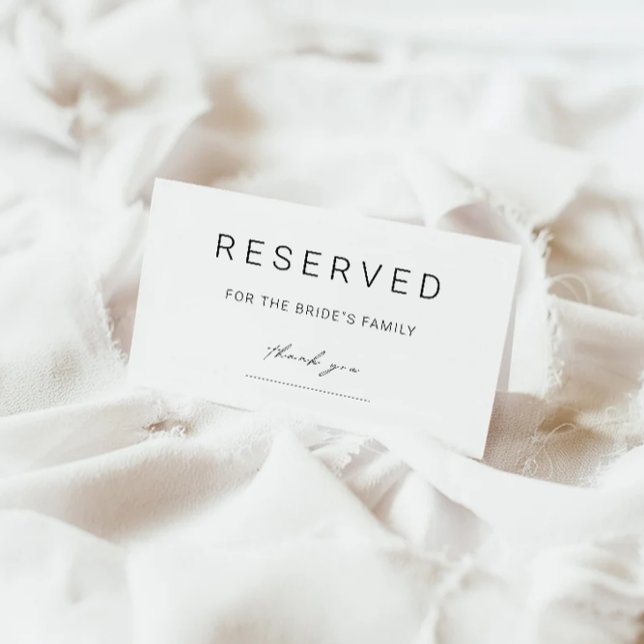 Reserved Sign, Minimalist Reserved Sign Enclosure Card (Reserved Sign, Minimalist Reserved Sign Enclosure Card)