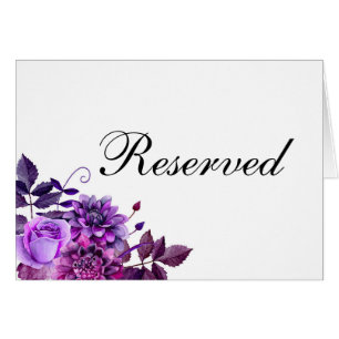 Reserved sign. Purple wedding. Floral table sign
