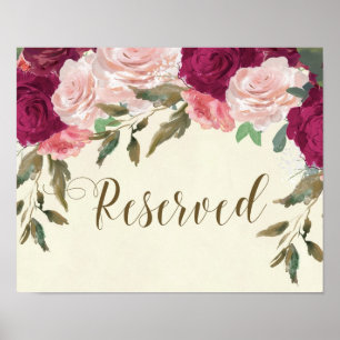 reserved sign wedding floral pink burgundy