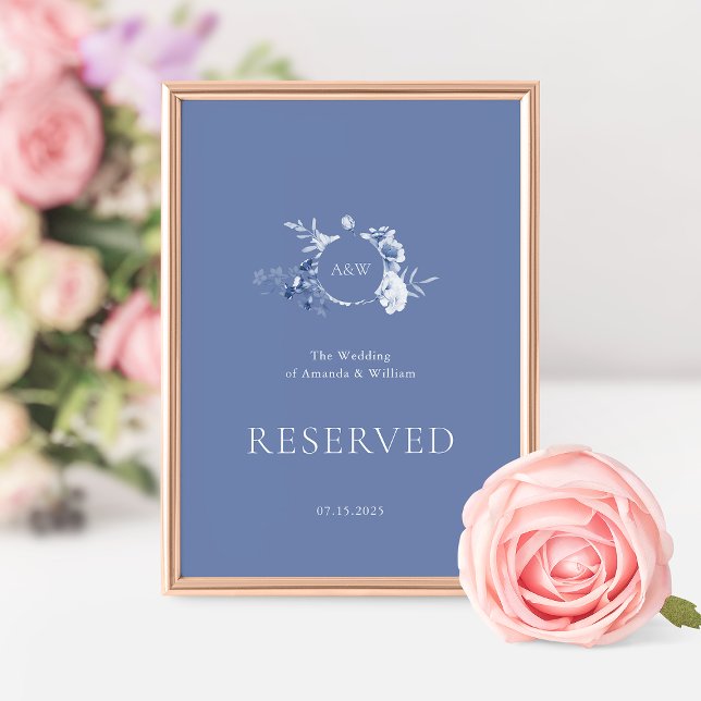 Reserved Sign with Dusty Blue Florals Invitation (Creator Uploaded)