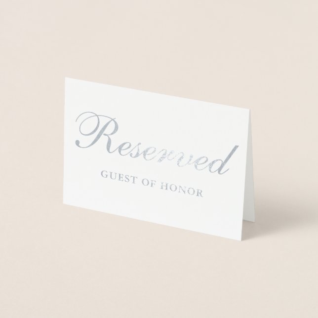 Reserved Silver Foil Special Guest Table Card (Front)