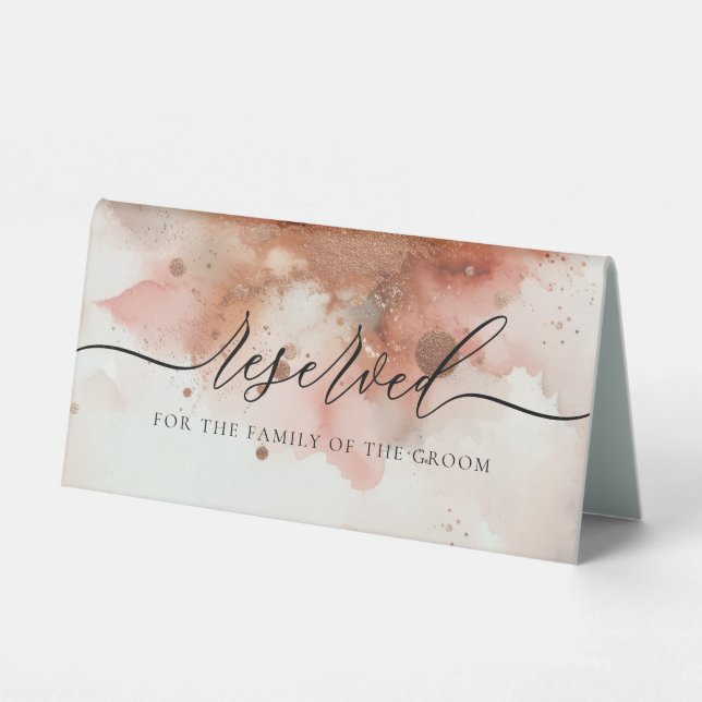 Reserved Table Modern Rose Gold Watercolor Wedding (Front)