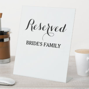 Reserved table or seating tabletop sign for place