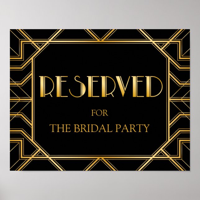 Reserved Table Wedding Sign | Gatsby Art Deco (Front)