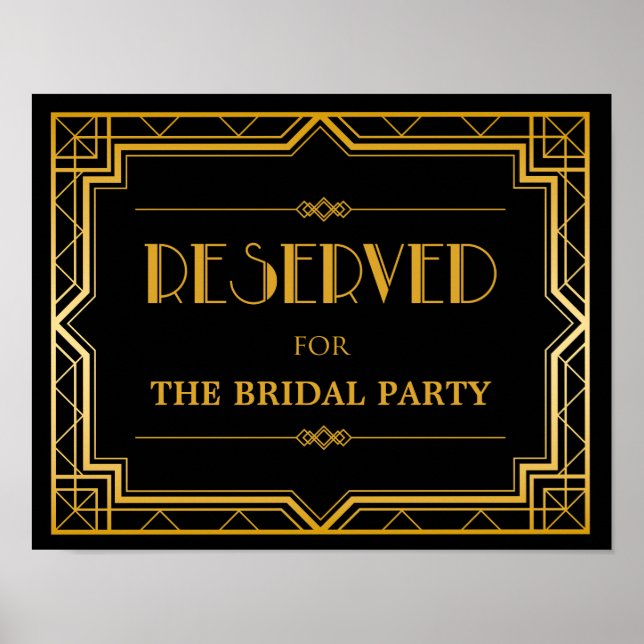 Reserved Table Wedding Sign | Gatsby Art Deco (Front)