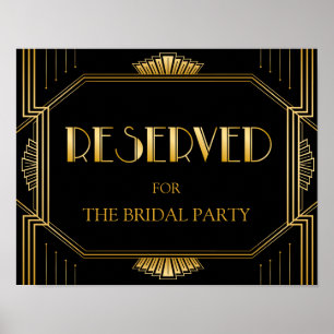 Reserved Table Wedding Sign Gatsby Art Deco