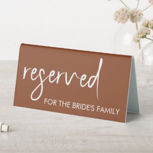 Reserved terracotta elegant table sign