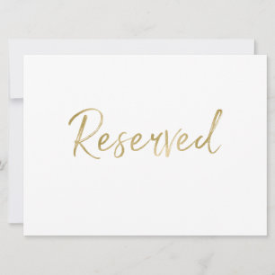 "Reserved" Wedding Sign Stylish Lettered Gold