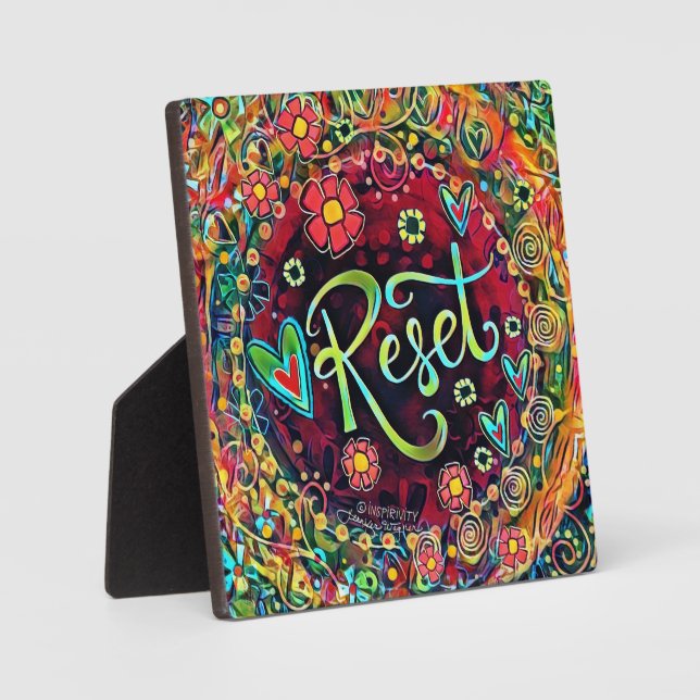 Reset Abstract Colourful Pretty Inspirivity Easel Plaque (Front)