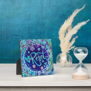 Reset Blue Abstract Modern Pretty Inspirivity Plaque
