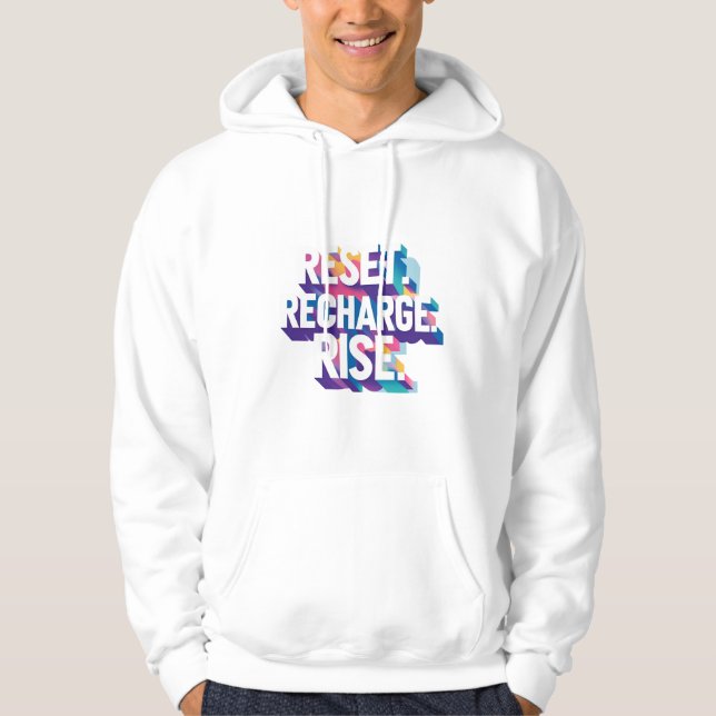 Reset Recharge Rise Typography Tee – Motivational  (Front)