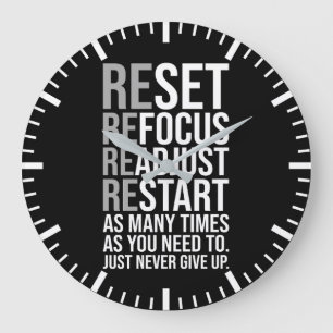 Reset Refocus Readjust - Gym, Hustle, Success Large Clock