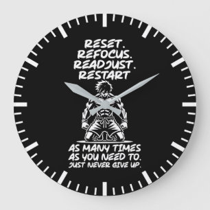 Reset Refocus Readjust - Gym, Hustle, Success Large Clock