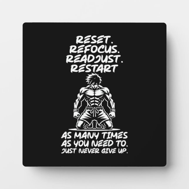 Reset Refocus Readjust - Gym, Hustle, Success Plaque (Front)
