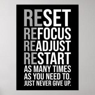 Reset Refocus Readjust - Gym, Hustle, Success Poster