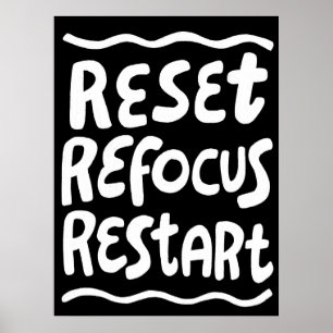 RESET REFOCUS RESTART Bold Fun Bubble Letters Poster