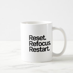 Reset Refocus Restart Minimalist Yoga Motivational Coffee Mug