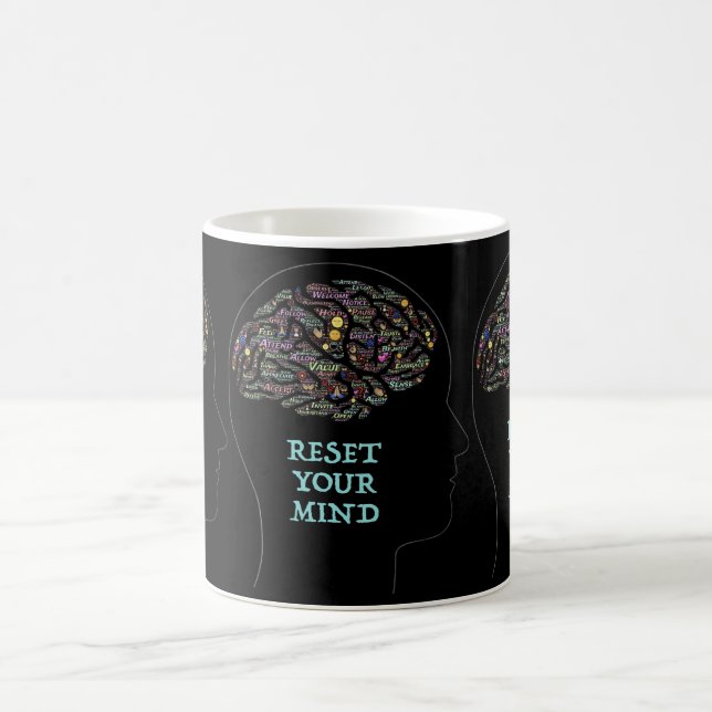 Reset Your Mind Inspirational Word Art Design   Coffee Mug (Center)
