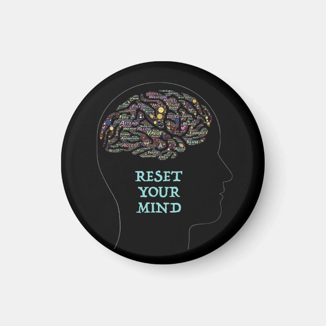 Reset Your Mind Inspirational Word Art Design   Magnet (Front)