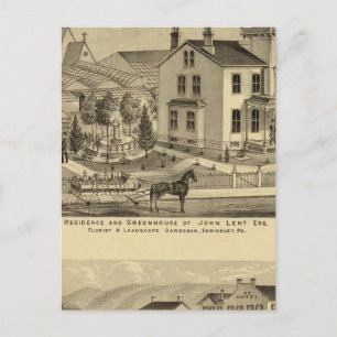 Residence and Greenhouse of John Lent Sewickley Postcard