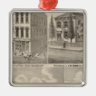 Residence and mill of Samuel Cade, Wabash Tp Metal Tree Decoration