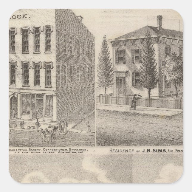 Residence and mill of Samuel Cade, Wabash Tp Square Sticker (Front)
