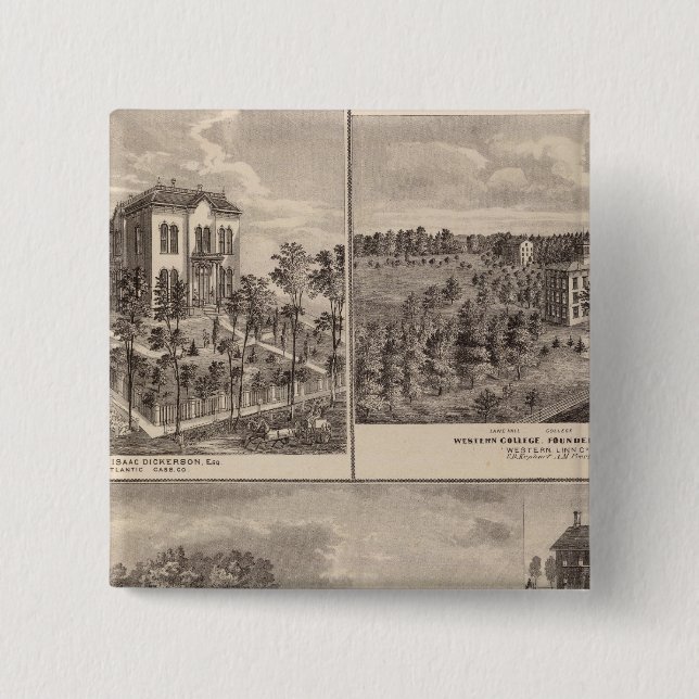 Residence and Western College in Marshalltown 15 Cm Square Badge (Front)