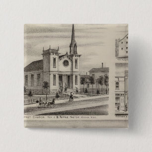 Residence, Farm, Church and Store in Minnesota 15 Cm Square Badge