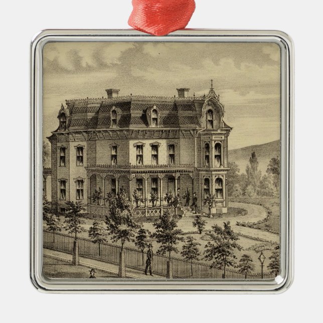 Residence of AM Brown Metal Ornament (Front)
