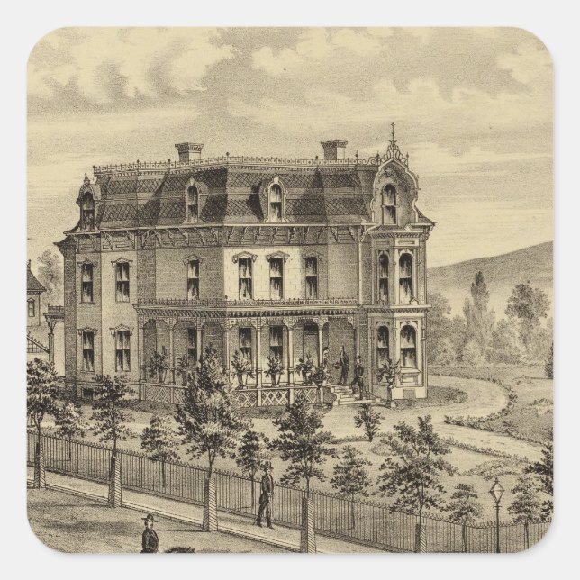Residence of AM Brown Square Sticker (Front)