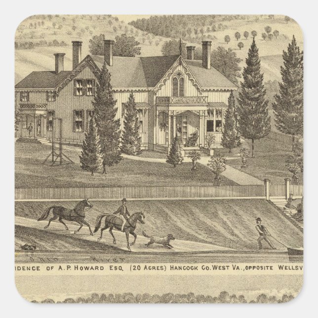 Residence of AP Howard Hancock Square Sticker (Front)