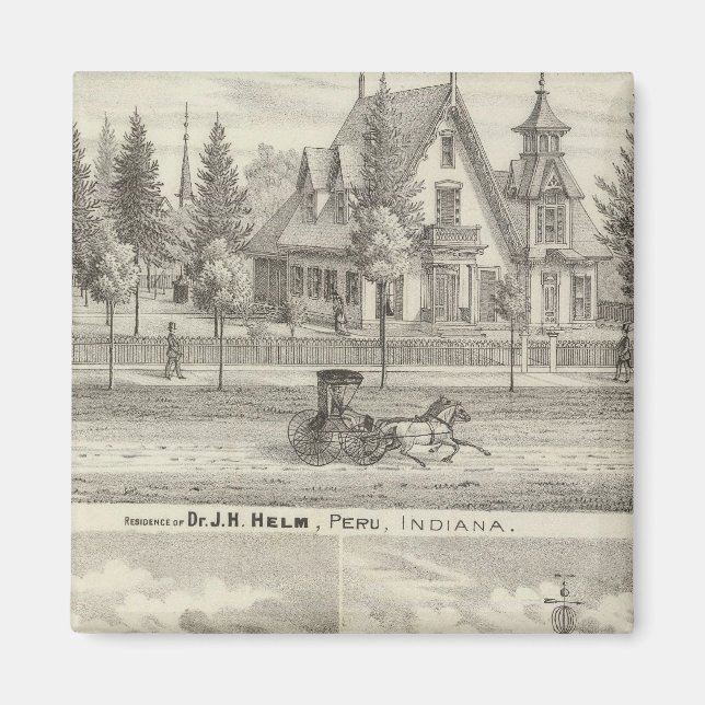 Residence of Dr JH Helm, Peru Magnet (Front)