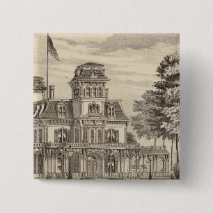 Residence of Genl HH Baxter in Rutland Vermont 15 Cm Square Badge