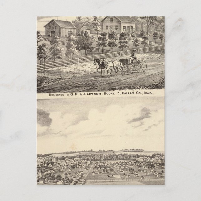 Residence of GP & J Leyner, Boone Tp Postcard (Front)