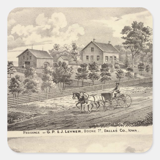 Residence of GP & J Leyner, Boone Tp Square Sticker (Front)