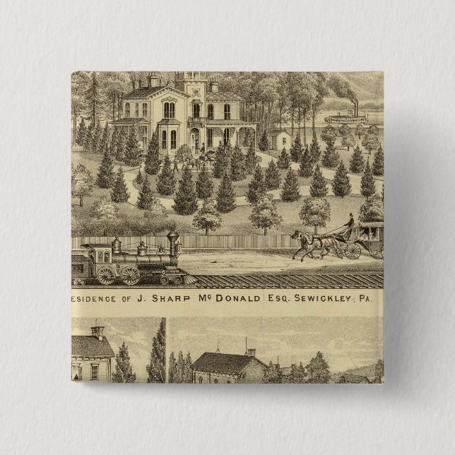 Residence of J Sharp McDonald Sewickley 15 Cm Square Badge (Front)