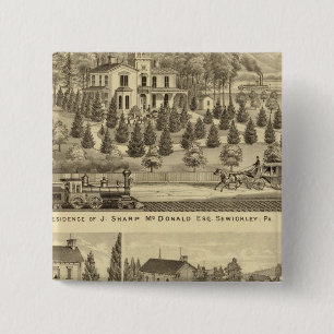 Residence of J Sharp McDonald Sewickley 15 Cm Square Badge