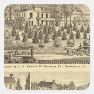 Residence of J Sharp McDonald Sewickley Square Sticker