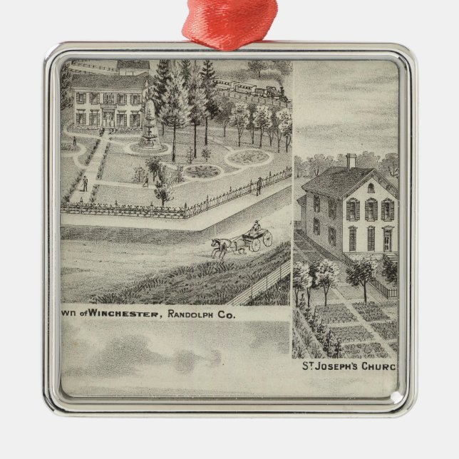 Residence of Milton Thornburgh Fayette Co Metal Tree Decoration (Front)