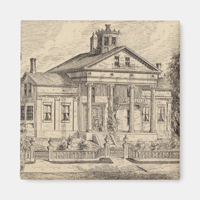 Residence of Mrs EE Marsh, Brandon in Vermont Magnet (Front)