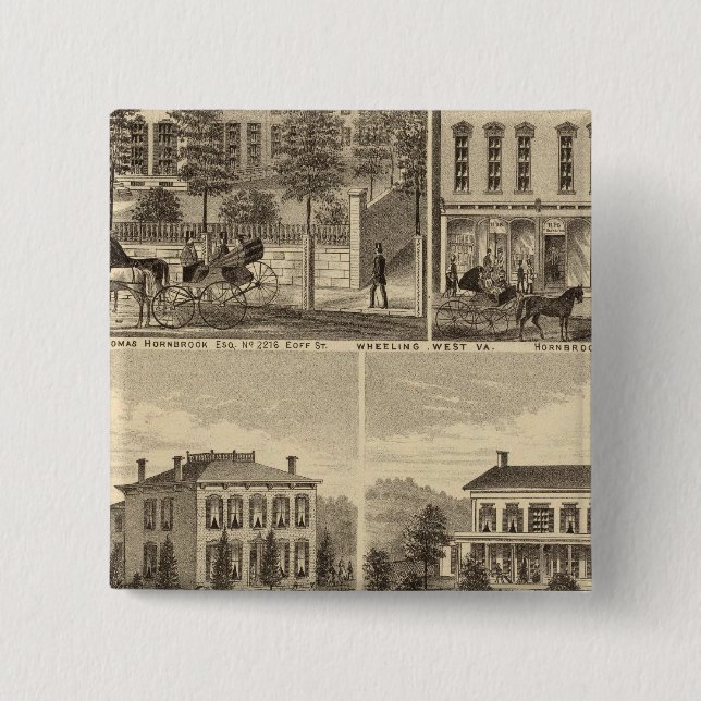 Residence of Thomas Hornbrook 15 Cm Square Badge (Front)