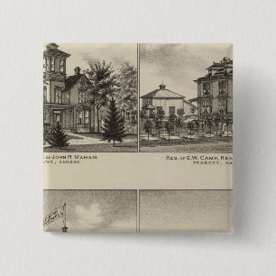 Residences, Abilene, Kansas 15 Cm Square Badge