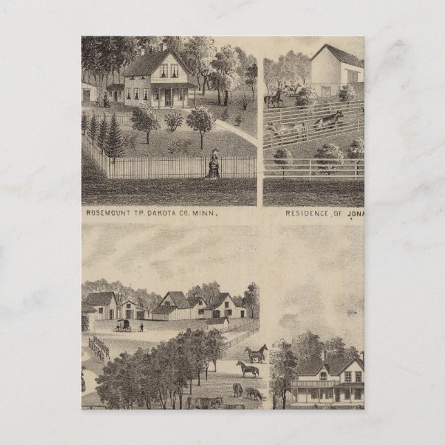 Residences and Barns, Minnesota Postcard (Front)