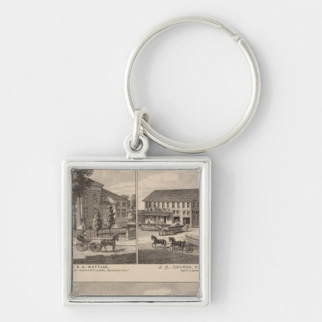 Residences and factory in Bennington Key Ring (Front)