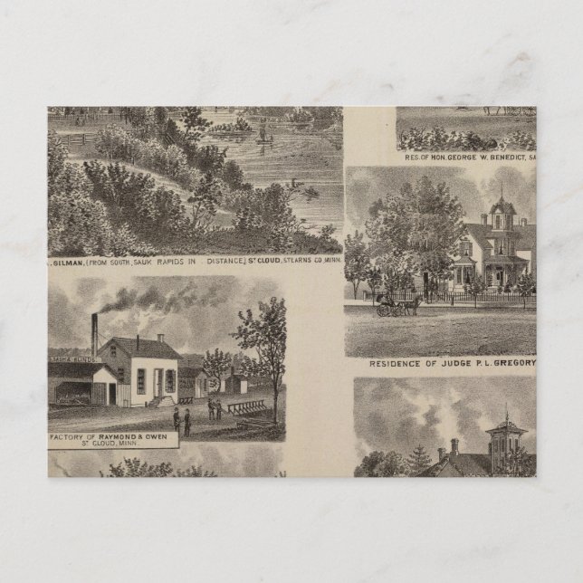 Residences and Factory in Minnesota Postcard (Front)
