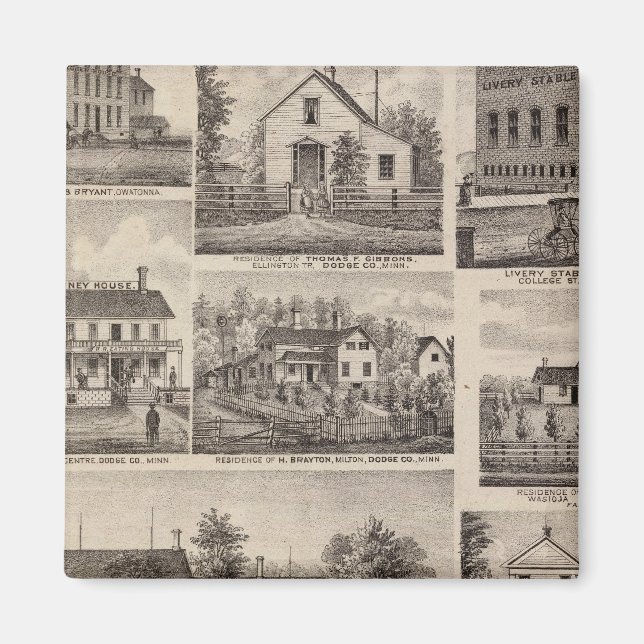 Residences and Farm Buildings, Owatonna, Minnesota Magnet (Front)