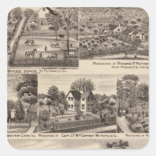 Residences and farms in Edgar, Hardin, Massac Square Sticker